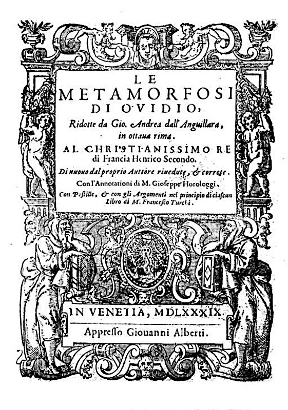 Frontespizio: Ovidio, Le metamorfosi, Venezia, Alberti – Basa